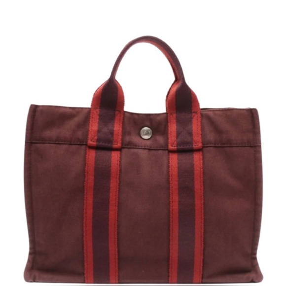 Hermes Fourre Tout PM handbag tote bag, silver hardware, unisex Brown, Pre Loved - Picture 1 of 9
